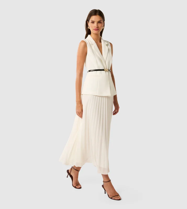 forever new  LANA Pleated Vest Maxi Dress for Women | Best Price UAE